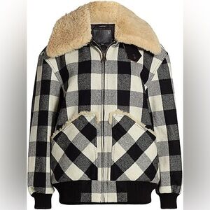 R13 Quilted Wool Jacket with shearing collar